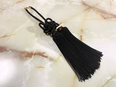 ふさ　黒　菊結び　中サイズ　本物　ジャンクションプロデュース