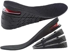 【新着商品】Ｙヤクニタツ インソール 中敷22.5cm～27cm 男女兼用 身長アップ 4層構造 最大7.5cmアップ エアクッション吸収 ヒールアップ シークレットインソール ブラック 黒