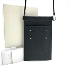 美品 Maison Margiela メゾン マルジェラ レザー 携帯 ケース スマホ ショルダー バッグ ポーチ ブラック メンズ レディース k6144