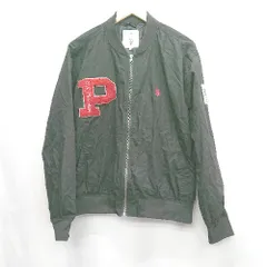 ◇ ⊇ U.S. POLO ASSN. フロントジップ　ロゴ刺<!-利用不可文字-!>　コットン地　スタイリッシュ 長袖 ブルゾン サイズL ブラック系 メンズ E  【1504210010648】