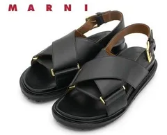 ⭐️新品未使用⭐️　MARNI　クロスフラット　ナッパーレザー　フスベットサンダル マルニ Marni フスベットクリスクロスサンダル レザー ブラック