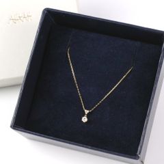 美品 AHKAH アーカー K18YG ダイヤモンド 0.09ct ロゼ ネックレス イエローゴールド レディース 古着 中古 USED