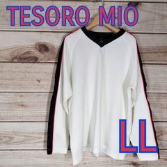 TESORO MIO テゾーロミオ メンズ トップス カットソー セーター Vネック 白 シロ ホワイト LLサイズ LL 2L XL (5808 bbb500)