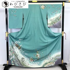 振袖 木下勝功作 ダリアとカンパニュラ 正絹 身丈163 裄67.5