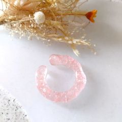 琉球ガラス　イヤーカフ　ハンドメイド　レジン　ピンク