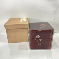 保管のみ！深みある拭き漆の美しい春慶塗の三段重（検お重重箱