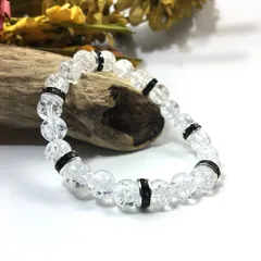 パワーストーン ブレスレット クラック水晶 天然石ブレス (ブラック) 8mm レディース  ●