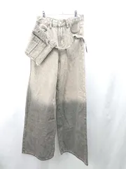 ◇ Θ ◎●未使用● non-hedge グラデーション レイヤード風 ワイドデニムパンツ サイズS ブラック レディース E  【1503050037327】