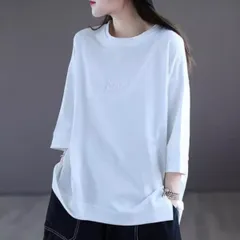 Tシャツ 韓国ファッション レディース 半袖 5分袖 7分袖 カットソー 男女兼用 シンプル ゆったり ワンポイント ルーズ かっこいい ロゴ ワッペン パープル 紫 黒 白 ホワイト 大きいサイズ デザイン 40代 50代 大人 おしゃれ 韓国 カジュアル