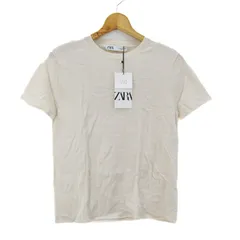 ザラ ニット トップス 半袖 クルーネック サマーセーター 未使用品 レディース Mサイズ ベージュ ZARA