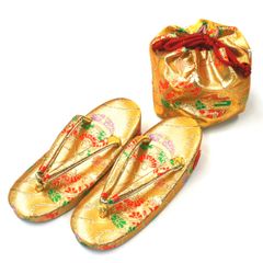 新品 七五三 草履 巾着 セット 18cm 金 子供 ぞうりバッグ