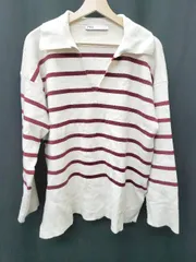 ◇ ZARA ザラ ボーダー 長袖 ニット セーター サイズEUR L USA L MEX 30 ベージュ ボルドー系 レディース P  【1407260041511】