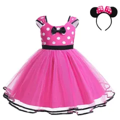 【新着商品】ミニーちゃん ハロウィン 女の子 仮装 ミニー ガールズ 子供 可愛い 人気 ドット柄 水玉柄 スカート コスプレ [MUXIU] キッズ 半袖 蝶結ぶ パーティー ダンス衣装 写真 撮影 演出服 レッド ローズレッド ワンピース カチューシャ 2