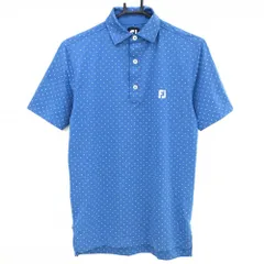 【超美品】フットジョイ 半袖ポロシャツ ブルー×白 総柄  メンズ S ゴルフウェア FootJoy
