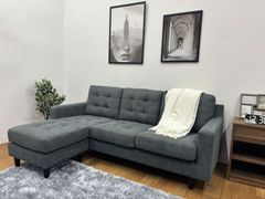 美品　おしゃれカウチソファ、モダンコーナーソファ、スツール付け3人掛けソファ3187＃