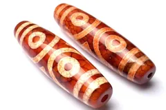 龍鱗鳳血天珠　48-51x14mm　三眼天珠 ビーズ 1個売り パワーストーン 天然石 _PRG2255-2