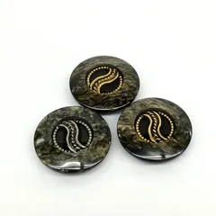 【特価】手芸　ボタン　大理石風　茶・黒系　24mm　3個まとめ売り(金2・銀1)