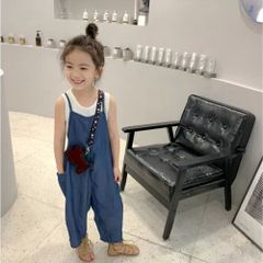 ☆ 블루 ☆ 13(115-120cm) ☆ 살로펫트 nakoa2700 키즈 오버올 살로펫트 데님 롱 팬츠 팬츠 긴 바지 아동복 소녀 올인원 연결 와이드 팬츠 살로펫트 팬츠 캐주얼 세련된