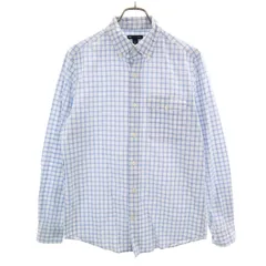 GAP ギャップ チェック柄 長袖 スリムフィット ボタンダウンシャツ S ホワイト メンズ 古着