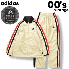 00sヴィンテージ アディダス adidas CLIMAPROOF ウィンドブレーカー ジャケット パンツ セットアップ 上下 裏地起毛メッシュ アイボリー レディース キッズ 160♪