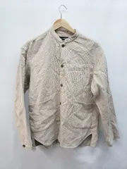 ◇ green label relaxing UNITED ARROWS ユナイテッドアローズ バンドカラー 長袖 シャツ サイズS ベージュ メンズ P  【1403180019364】