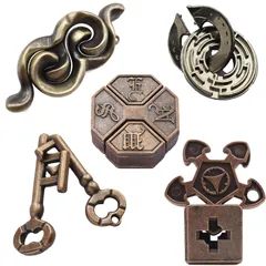 知恵の輪 5点セット メタルパズル 難易度6～2 頭の体操 脳トレ 暇つぶし 集中力 おもちゃ ストレス解消 謎解き 立体パズル おもちゃ 鍵と魔法の箱シリーズ 遊び 玩具 教育 勉強 子供 大人 古系列 贈り物