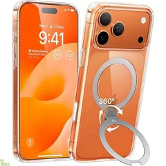 TORRAS iPhone 17 Pro 用 ケース【多機能一体・360°新定点回転スタンド】 Magsafe対応 【Ostand Q3 Spin】高耐久性 耐衝撃 ゼンマイ式スタンド リング 縦横両対応 マグネット搭載 急速充電対応 指紋防止 クリ