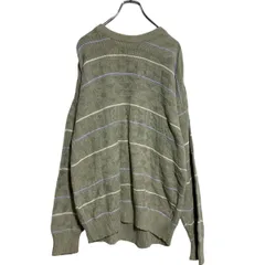 VAN HEUSEN コットンニット セーター L ベージュ 幾何柄 古着卸 アメリカ仕入 a701-6544