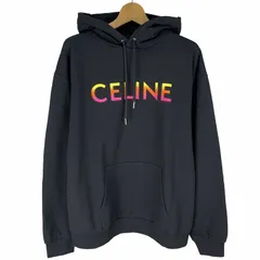 未使用品 セリーヌ CELINE 22AW グラデーション ロゴ プリント プルオーバー フーディー パーカー XL 黒 ブラック 2Y753670Q メンズのサムネイル