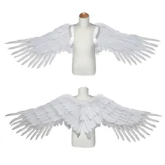 【数量限定】男女兼用 ブラック 子供 大人 仮装 ホワイト コスチューム ウィング 翼 カラフル 羽 小悪魔 エンジェル 3色 クリスマス ハロウィン コスプレ用小物 (ホワイト) 天使の羽 天使の翼 [Giyomi]