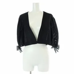 エムズグレイシー M'S GRACY 22年製 メッシュ ボレロ カーディガン ショート丈 五分袖 Vネック 40 L 黒 ブラック /AT ■OS