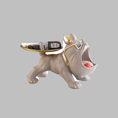 グレー フレンチブルドッグ 置物 鍵収納ホルダー 鍵置き 小物置き 玄関 犬の置物 雑貨 インテリア フレブル グッズ… (グレー)