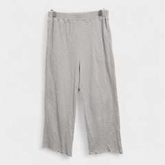 【美品】【カジュアルパンツ】『ワイドパンツ』[ウエストゴム] グレーベージュ系 (M) 商品A2372 管理C