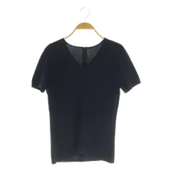 ジュンアシダ jun ashida ニット カットソー 半袖 Vネック リブ S ネイビー /MY ■OS