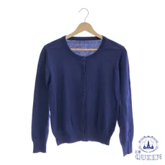 ☆美品☆ トップス Ｕネック ニット 袖リブ 長袖 レディース ブルー フリーサイズ 901-5093 送料無料 古着