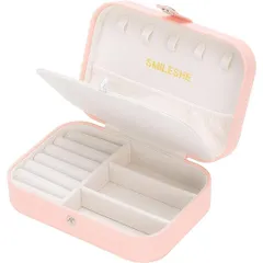 Smileshe ジュエリーボックス、PUレザー小型ポータブルトラベルケース、2層オーガナイザーディスプレイストレージホルダーボックス、リング、イヤリング、ネックレス、ブレスレット用