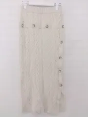 ◇ MERCURYDUO 大人女子 サイドスリット ニット ロング タイト スカート サイズF ベージュ系 レディース P  【1306100000483】