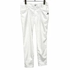古着 le coq sportif GOLF ルコックスポルティフゴルフ 若干薄手 パンツ 英字柄 ショートパンツの裏地 ポリなど 11 L オフホワイト 白系×グレーネイビー系×紺 レディース