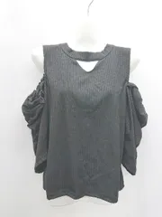 ◇ ◎　●未使用● MAJESTIC LEGON タグ付き 七分袖 ショルダースリットリブトップス サイズM ブラック レディース P  【1407100001262】