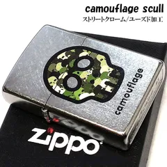 Zippo 未使用新品 シルバー艶消し迷彩 ドクロ柄 ドクロネックレス付 Zippo 未使用新品 シルバー艶消し迷彩 ドクロ柄 ドクロ