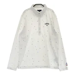 サイズ：L CALLAWAY キャロウェイ  長袖 ポロシャツ 刺繍 ボタンダウン 総柄 ホワイト系 [240101460848] ゴルフウェア メンズ ストスト