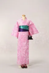 女性用浴衣セット　半巾帯　リバーシブル　下駄　巾着　新品