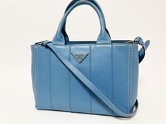PRADA プラダ カナパ ハンドバッグ ショルダーバッグ 2WAY ストラップ付き オールレザー ライトブルー 1BG900