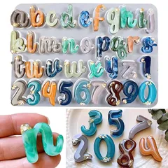 Evergarden アルファベット小文字 数字 筆記体 シリコンモールド レジン アルファベット 小文字 アクセサリー パーツ イヤリング ピアス キーホルダー シャカシャカ シリコン モールド キャンドル アロマストーン 石膏 手作り 樹脂 粘土 シリ 1