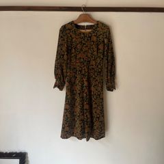 昭和レトロ花柄ワンピース 長袖 シャツワンピ 古着 ヴィンテージ 
