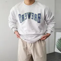 メンズ BS ヴィンテージ プリント ルーズフィット ラウンド パーカー 3 カラー one size