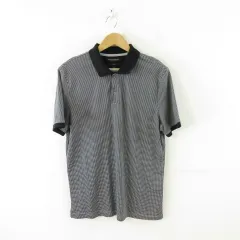 バナナリパブリック BANANA REPUBLIC ポロシャツ カットソー 総柄 黒 グレー L *A476