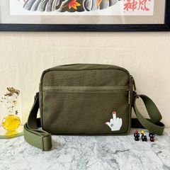 中指ミニショルダーバッグ~Tamyオリジナル~ 横型 カーキ ファスナーポケット ハンドメイド メンズ レディース ストリート ボディバッグ
