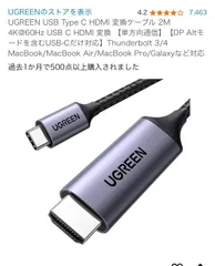 黒もあり！(50571,50357)UGREEN USB Type C HDMI 変換ケーブル 2M 4K@60Hz USB C HDMI 変換 【単方向通信】【DP Altモードを含むUSB-Cだけ対応】Thunderbolt 3/4 など対応