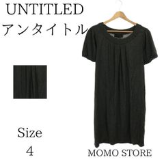 UNTITLED アンタイトル ワンピース ひざ丈ワンピース 半袖 ラウンドネック バルーンスリーブ 大きいサイズ レディース ブラック 4 日本製